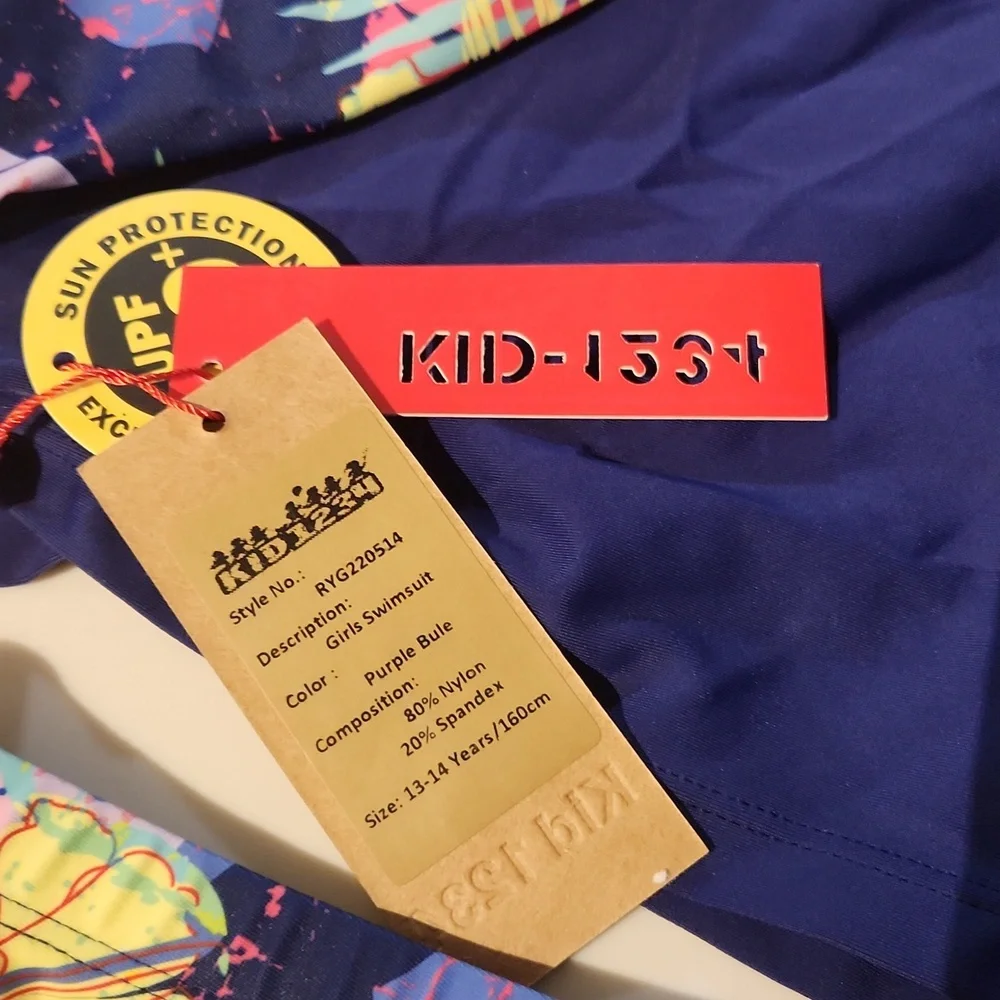 Girls Long Sleeve Swimsuit‎ 2 Piece Rash Guard Quick Dry blue sz 13-14y